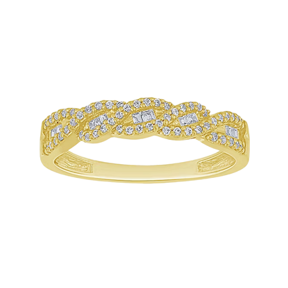 Anillo Churumbela Trenzada Diamante Natural en Oro Amarillo 10k