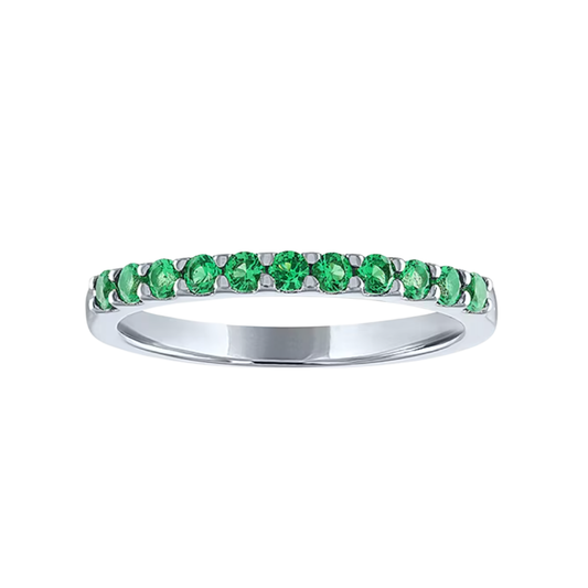 Anillo Churumbela Esmeralda de Laboratorio en Plata