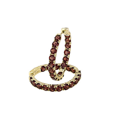 Aretes Arracadas Granate 10ctw en plata con baño de Oro 18k
