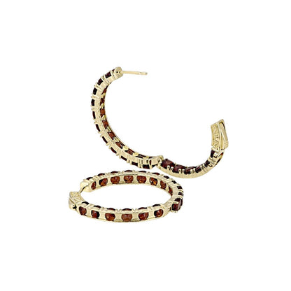 Aretes Arracadas Granate 10ctw en plata con baño de Oro 18k