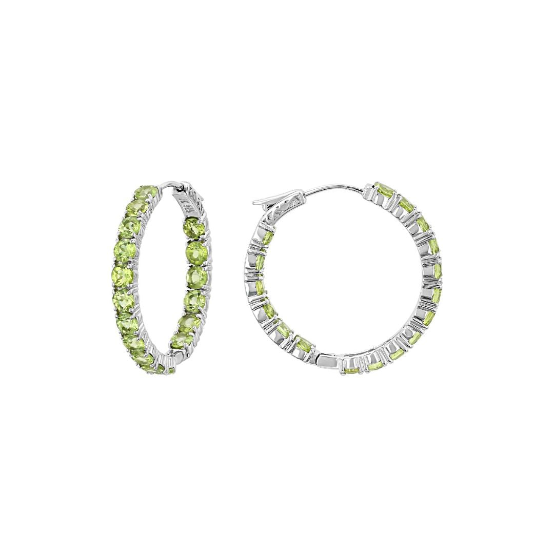 Aretes Arracadas Peridoto 8.84ctw en Plata con baño de Rodio