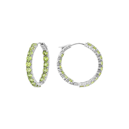 Aretes Arracadas Peridoto 8.84ctw en Plata con baño de Rodio