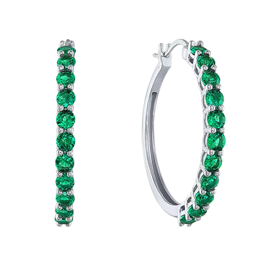 Arracadas Esmeralda de Laboratorio en Plata