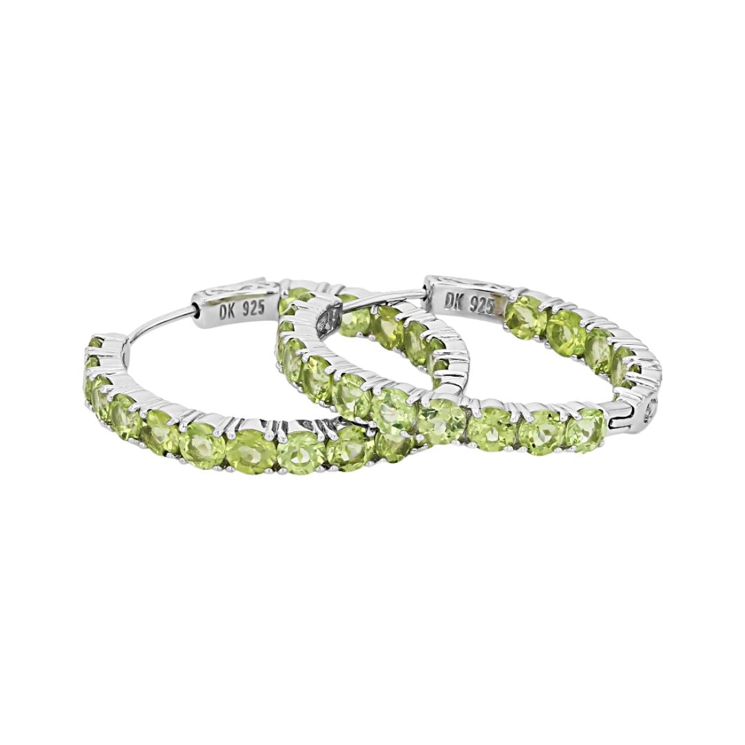 Aretes Arracadas Peridoto 8.84ctw en Plata con baño de Rodio
