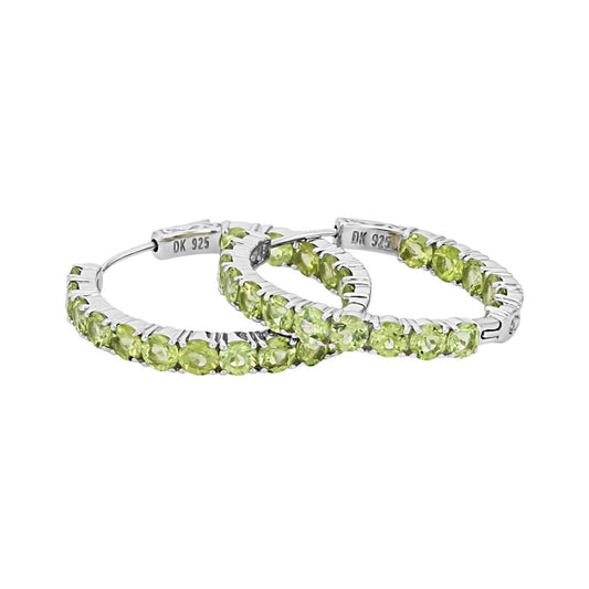 Aretes Arracadas Peridoto 8.84ctw en Plata con baño de Rodio