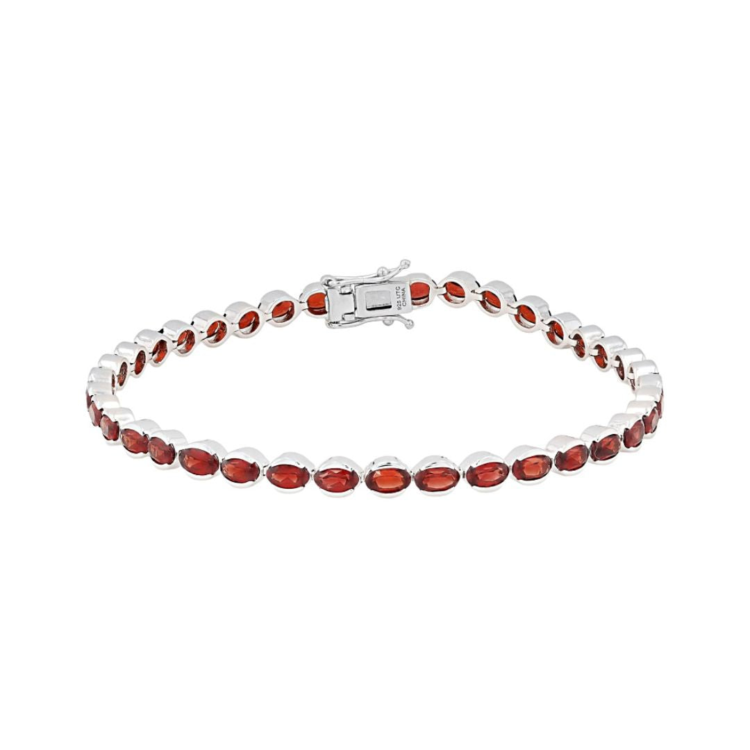 Pulsera Tennis Granate 9.25ctw en Plata con Baño de Rodio