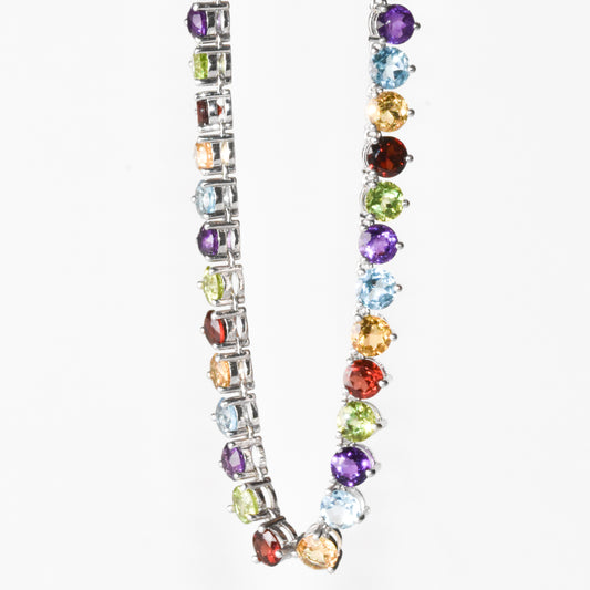 Collar multigemma natural de 30cttw en plata esterlina