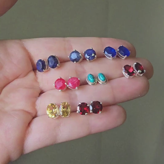 Studs de Piedra Natural en Plata Sterlina