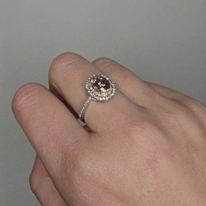 Anillo Morganita y Diamantes Naturales en Oro 14k