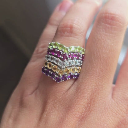 Anillo Churumbela Piedra Natural Plata con Baño de Rodio