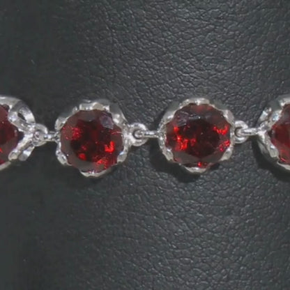 Brazalete Tennis Granate 17.44cttw Plata con baño de Rodio 7.25 In