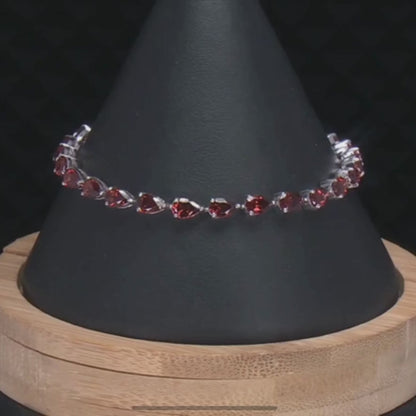 Brazalete 11.5 cttw Granate Rojo en Plata con baño de Rodio