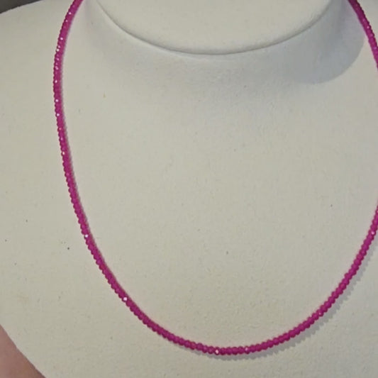 Collar Choker Turmalina Rubelita Facetada 16"