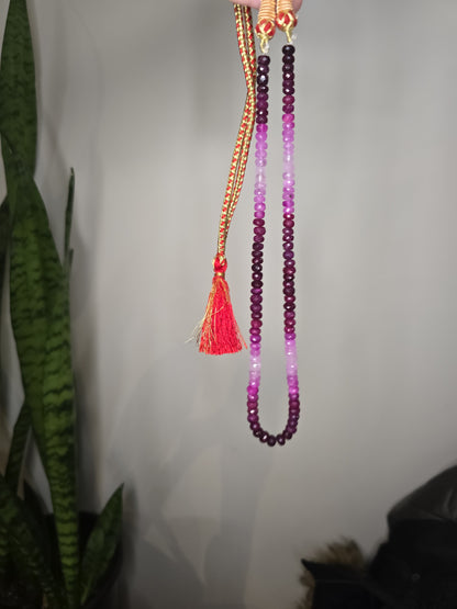 Collar de Rubí y Zafiro Blanco Natural 205cttw